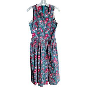 Vintage Laura Ashley Corduroy  Cotton Floral Cottagecore Full Midi Dress Size 6